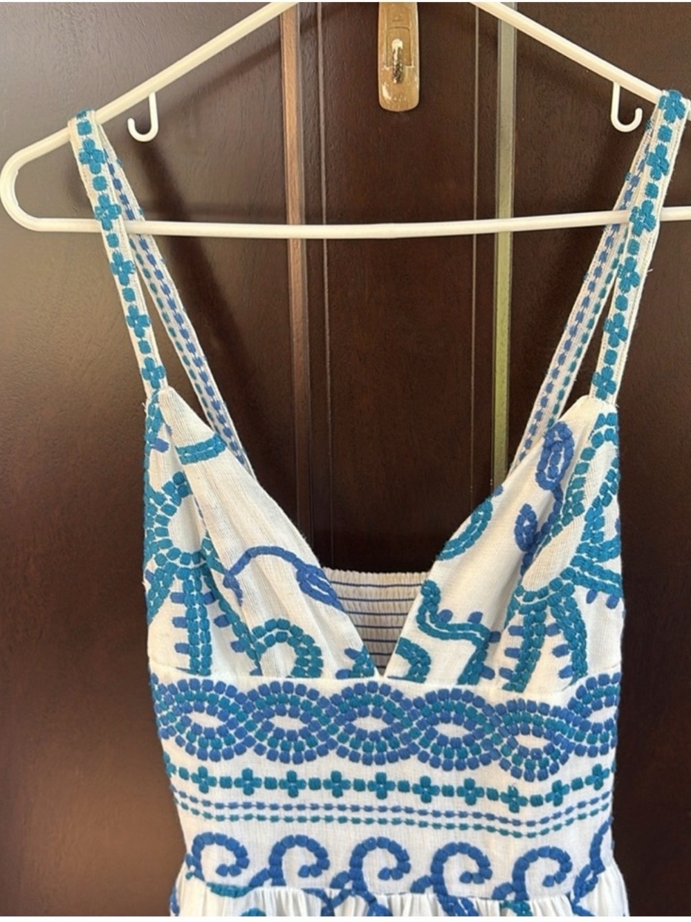 NEW Anthropologie Maeve Seaside Embroidered Midi Sundress blue/white Size 6 - Picture 7 of 10